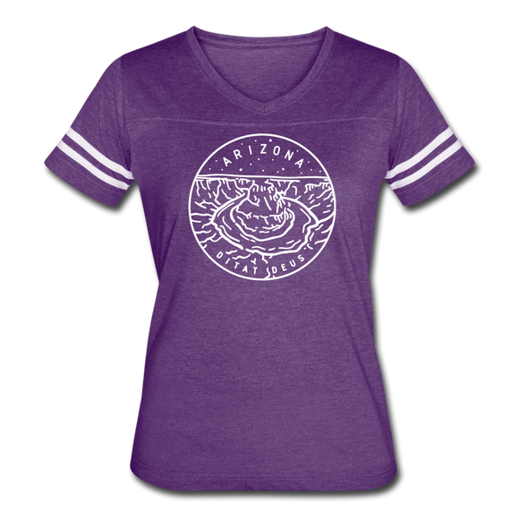 Arizona Women’s Vintage Sport T-Shirt - State Design Women’s Arizona Shirt - vintage purple/white