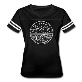 Idaho Women’s Vintage Sport T-Shirt - State Design Women’s Idaho Shirt - black/white