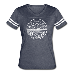 Idaho Women’s Vintage Sport T-Shirt - State Design Women’s Idaho Shirt - vintage navy/white