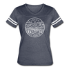 Idaho Women’s Vintage Sport T-Shirt - State Design Women’s Idaho Shirt - vintage navy/white