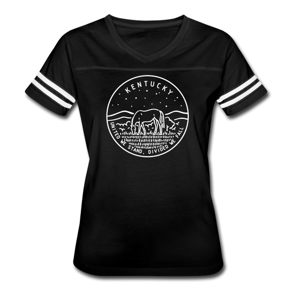 Kentucky Women’s Vintage Sport T-Shirt - State Design Women’s Kentucky Shirt - black/white