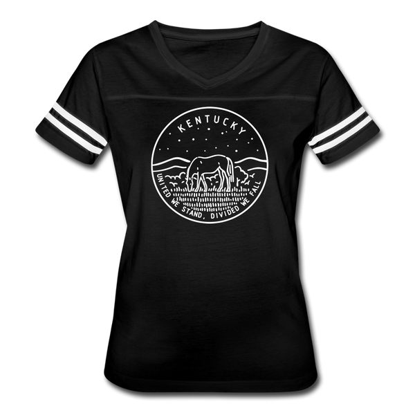 Kentucky Women’s Vintage Sport T-Shirt - State Design Women’s Kentucky Shirt - black/white