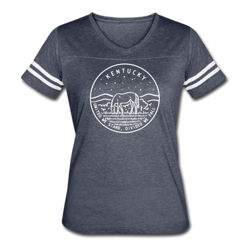 Kentucky Women’s Vintage Sport T-Shirt - State Design Women’s Kentucky Shirt - vintage navy/white