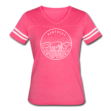 Kentucky Women’s Vintage Sport T-Shirt - State Design Women’s Kentucky Shirt - vintage pink/white