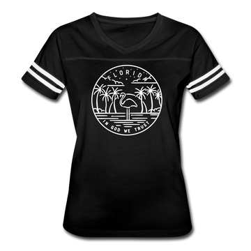 Florida Women’s Vintage Sport T-Shirt - State Design Women’s Florida Shirt - black/white