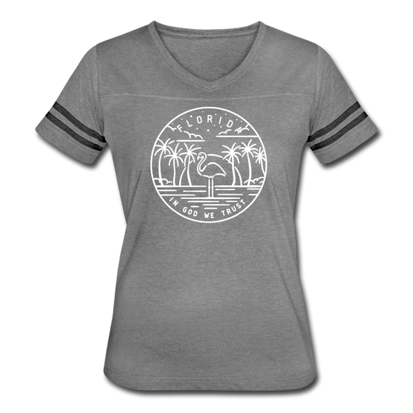 Florida Women’s Vintage Sport T-Shirt - State Design Women’s Florida Shirt - heather gray/charcoal