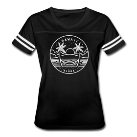 Hawaii Women’s Vintage Sport T-Shirt - State Design Women’s Hawaii Shirt - black/white
