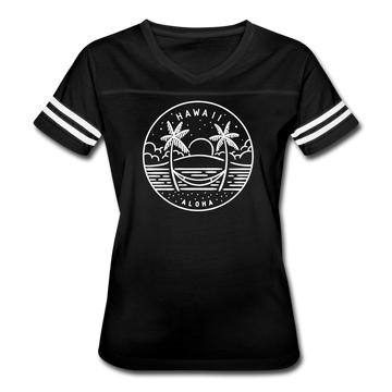 Hawaii Women’s Vintage Sport T-Shirt - State Design Women’s Hawaii Shirt - black/white