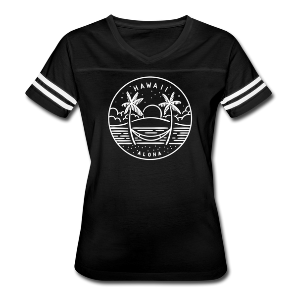Hawaii Women’s Vintage Sport T-Shirt - State Design Women’s Hawaii Shirt - black/white