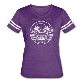 Hawaii Women’s Vintage Sport T-Shirt - State Design Women’s Hawaii Shirt - vintage purple/white
