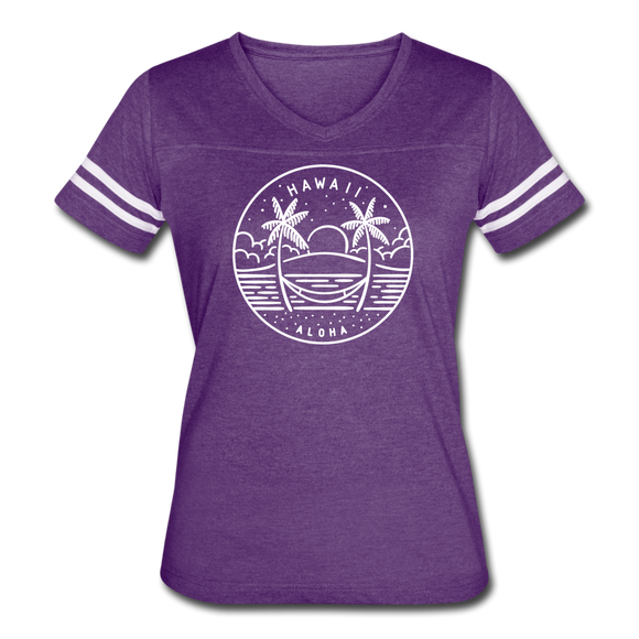 Hawaii Women’s Vintage Sport T-Shirt - State Design Women’s Hawaii Shirt - vintage purple/white