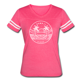 Hawaii Women’s Vintage Sport T-Shirt - State Design Women’s Hawaii Shirt - vintage pink/white