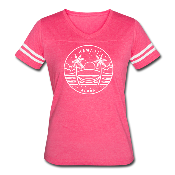 Hawaii Women’s Vintage Sport T-Shirt - State Design Women’s Hawaii Shirt - vintage pink/white