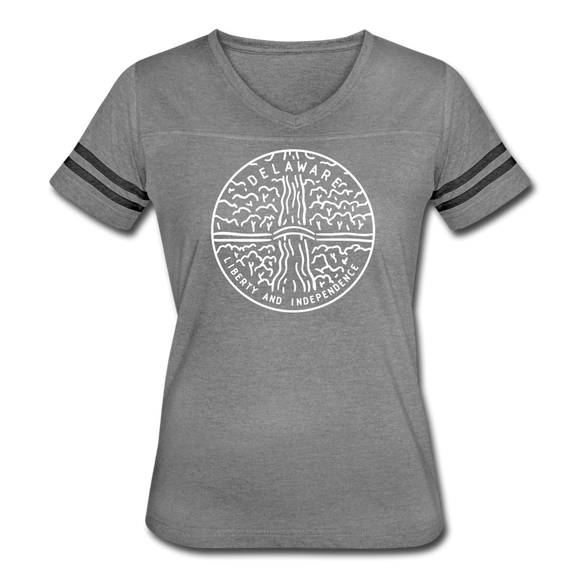 Delaware Women’s Vintage Sport T-Shirt - State Design Women’s Delaware Shirt - heather gray/charcoal