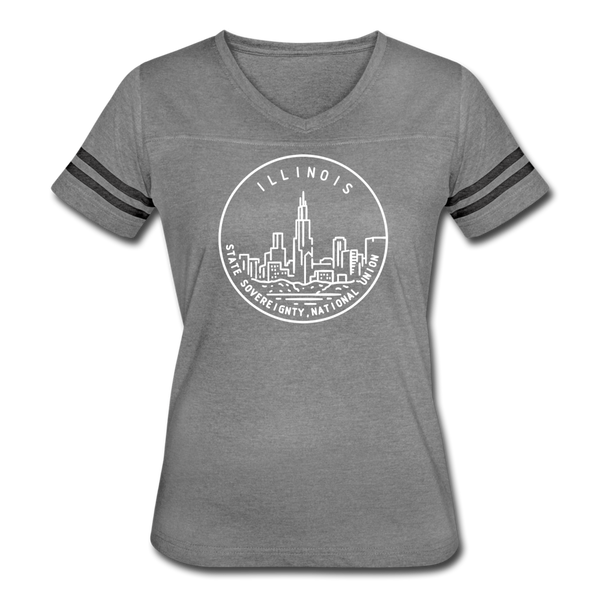 Illinois Women’s Vintage Sport T-Shirt - State Design Women’s Illinois Shirt - heather gray/charcoal
