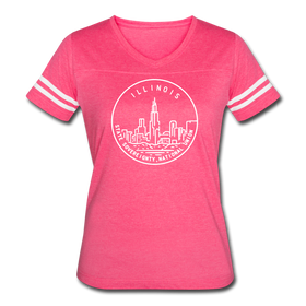 Illinois Women’s Vintage Sport T-Shirt - State Design Women’s Illinois Shirt