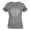 Indiana Women’s Vintage Sport T-Shirt - State Design Women’s Indiana Shirt - heather gray/charcoal