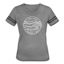 Indiana Women’s Vintage Sport T-Shirt - State Design Women’s Indiana Shirt - heather gray/charcoal