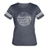 Indiana Women’s Vintage Sport T-Shirt - State Design Women’s Indiana Shirt - vintage navy/white