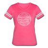 Indiana Women’s Vintage Sport T-Shirt - State Design Women’s Indiana Shirt - vintage pink/white
