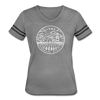 Iowa Women’s Vintage Sport T-Shirt - State Design Women’s Iowa Shirt - heather gray/charcoal