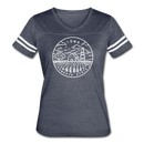 Iowa Women’s Vintage Sport T-Shirt - State Design Women’s Iowa Shirt - vintage navy/white