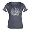 Iowa Women’s Vintage Sport T-Shirt - State Design Women’s Iowa Shirt - vintage navy/white