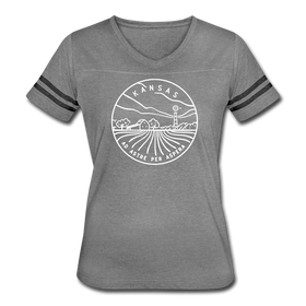 Kansas Women’s Vintage Sport T-Shirt - State Design Women’s Kansas Shirt