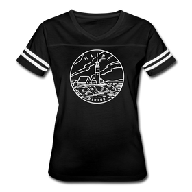 Maine Women’s Vintage Sport T-Shirt - State Design Women’s Maine Shirt - black/white
