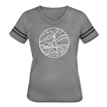 Maine Women’s Vintage Sport T-Shirt - State Design Women’s Maine Shirt - heather gray/charcoal
