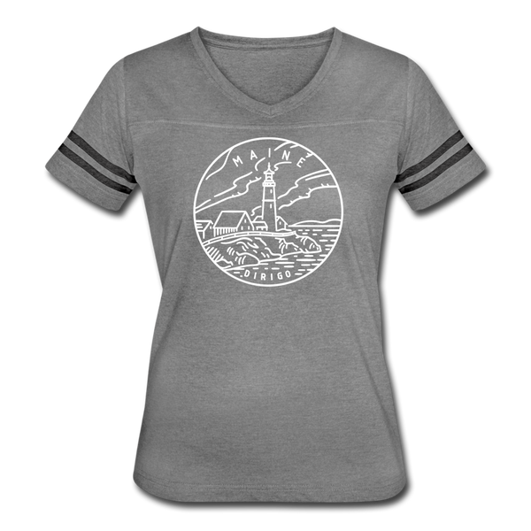 Maine Women’s Vintage Sport T-Shirt - State Design Women’s Maine Shirt - heather gray/charcoal