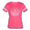 Maine Women’s Vintage Sport T-Shirt - State Design Women’s Maine Shirt - vintage pink/white