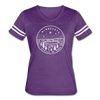 Minnesota Women’s Vintage Sport T-Shirt - State Design Women’s Minnesota Shirt - vintage purple/white