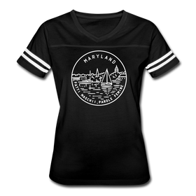 Maryland Women’s Vintage Sport T-Shirt - State Design Women’s Maryland Shirt - black/white
