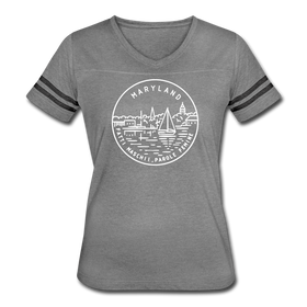 Maryland Women’s Vintage Sport T-Shirt - State Design Women’s Maryland Shirt