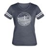 Michigan Women’s Vintage Sport T-Shirt - State Design Women’s Michigan Shirt - vintage navy/white