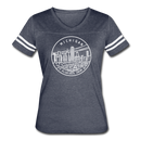 Michigan Women’s Vintage Sport T-Shirt - State Design Women’s Michigan Shirt - vintage navy/white