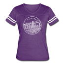Michigan Women’s Vintage Sport T-Shirt - State Design Women’s Michigan Shirt - vintage purple/white