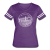 Michigan Women’s Vintage Sport T-Shirt - State Design Women’s Michigan Shirt - vintage purple/white