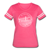 Michigan Women’s Vintage Sport T-Shirt - State Design Women’s Michigan Shirt - vintage pink/white