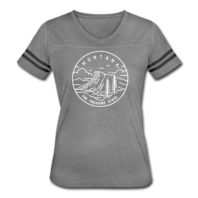 Montana Women’s Vintage Sport T-Shirt - State Design Women’s Montana Shirt - heather gray/charcoal