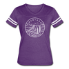 Montana Women’s Vintage Sport T-Shirt - State Design Women’s Montana Shirt - vintage purple/white