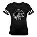 Massachusetts Women’s Vintage Sport T-Shirt - State Design Women’s Massachusetts Shirt - black/white