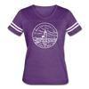 Massachusetts Women’s Vintage Sport T-Shirt - State Design Women’s Massachusetts Shirt - vintage purple/white