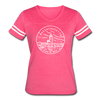 Massachusetts Women’s Vintage Sport T-Shirt - State Design Women’s Massachusetts Shirt - vintage pink/white
