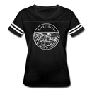 Mississippi Women’s Vintage Sport T-Shirt - State Design Women’s Mississippi Shirt - black/white