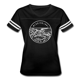 Mississippi Women’s Vintage Sport T-Shirt - State Design Women’s Mississippi Shirt - black/white
