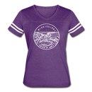 Mississippi Women’s Vintage Sport T-Shirt - State Design Women’s Mississippi Shirt - vintage purple/white
