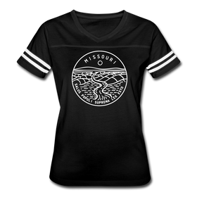 Missouri Women’s Vintage Sport T-Shirt - State Design Women’s Missouri Shirt - black/white