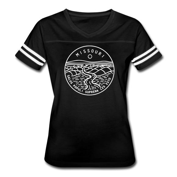 Missouri Women’s Vintage Sport T-Shirt - State Design Women’s Missouri Shirt - black/white